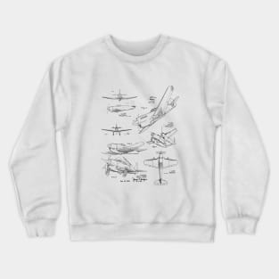 Airplane Designs 1940s Patent Prints Crewneck Sweatshirt